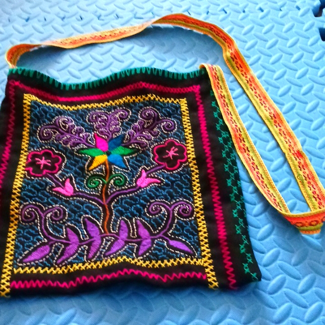 Shoulder Bag Hand Embroidered By Shipibo Conibo People